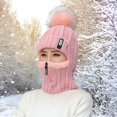 thumbnail image 6 of Women Winter Hat Neck Scarf Headwear Knitted Cold Weather Neckerchief Riding Cap Pink, 6 of 8