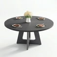 thumbnail image 1 of 47 In Round Dining Table for 4-6 People,  Dining Room Table with Wooden Pedestal Base, Black Dinner Tables , Circle Kitchen Tables for Dining Room, Kitchen, Living Room(Table Only), 1 of 9
