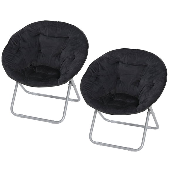 WSSYzyzf 2-Pack Faux Fur Saucer Chairs, Soft Folding Moon Chairs for Living Room, Bedroom, or Dorm, Comfortable and Stylish Accent Seating that Folds for Storage