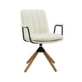 thumbnail image 2 of Art Leon Mid-Century Swivel Accent Chair - No Wheels,Upholstered Faux Leather Desk Chair with Oak Wood Legs - Off White, 2 of 9
