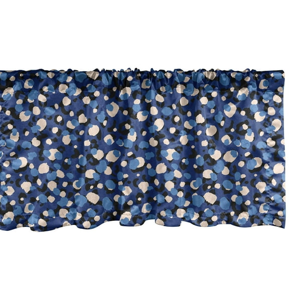 Ambesonne Retro Window Valance, Abstract Leopard Ornament Art, 54" X 18", Dark Sky Blue Pearl