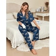 thumbnail image 4 of Ekouaer Silk Satin Pajamas Set Women Short Sleeve Pj Sets Button Down Sleepwear 2 Piece Soft Loungewear, 4 of 6
