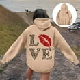 thumbnail image 2 of Womens Valentine'S Day Lined Sweatshirts Word Graphic Preppy Clothes Long Sleeve Womens Workout Clothing,Khaki,XL, 2 of 7