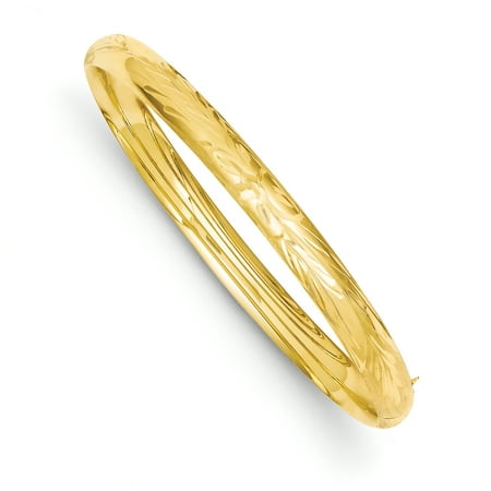 14kt Yellow Gold 6.35mm Oversize Florentine Engraved Hinged Bangle Bracelet Cuff Expandable Stackable Fine Jewelry Ideal Gifts For Women Gift Set From Heart