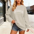 thumbnail image 2 of WEIWEN Los Angeles California Sweatshirt for Women Dressy Casual Long Sleeve Shirts for Women Oversized Tops Loose Fit Fall Workout Sweaters Women's Fashion Clothing Grey, XL, 2 of 4