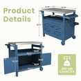 thumbnail image 3 of FUNDAZE HDPE Outdoor Grill Cart with Storage, Kitchen Island on Wheels, BBQ Prep Table with Stainless Steel Top, Movable Serving Counter for Garden, Poolside, Backyard, Navy Blue, 3 of 8