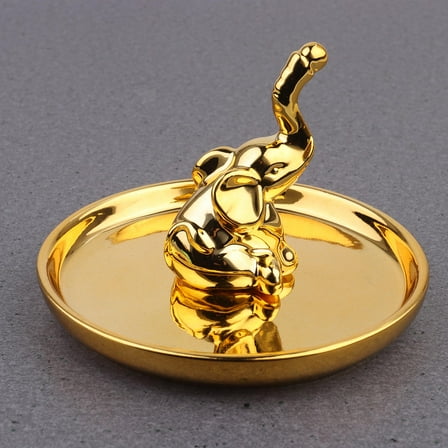 PAMINGONO Trinket Tray Jewelry Holder Plate Ceramic Whiteware 1Set Plated Design for Women Homeowners