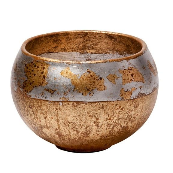 Lucas McKearn Addie Traditional Resin Decorative Bowl in Gold and Silver Leaf