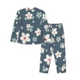 thumbnail image 2 of Bingfone Womens Pajama Sets Blue Flower Print,Long Sleeve Loungewear Pajamas Set-Large, 2 of 9