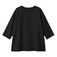 thumbnail image 4 of Lenpel Women's Tops 3/4 Length Sleeve Crew Neck Open Back Pleated T-Shirts Loose Tunic Blouses Trendy Casual Tees, 4 of 7