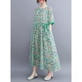 thumbnail image 3 of Vestido suelto de mujer con bolsillos Floral Medias mangas Cordón en la cintura Vestido de vacaci MABOTO Vestido, 3 of 7