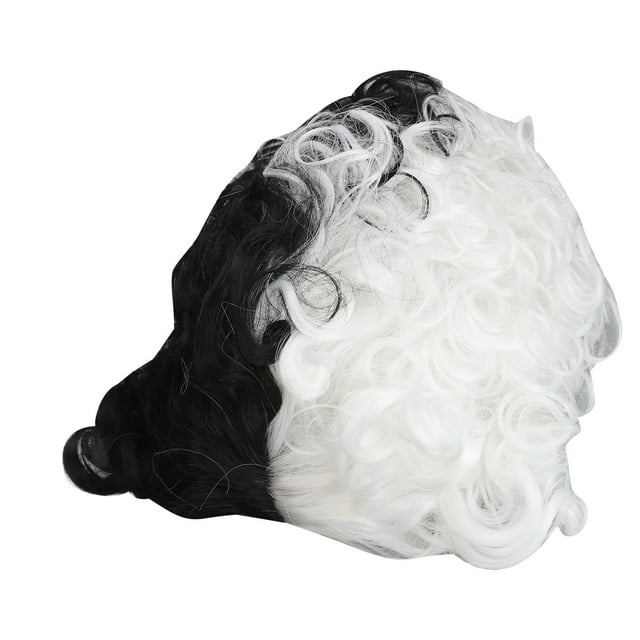 Peluca corta rizada ANGGREK Peluca rizada blanca negra ajustable Cosplay para fiesta