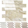 thumbnail image 1 of Paquete de 5 azulejos para salpicaduras de azulejos de 12.0 x 12.0 in, PVC para pared, adhesivos para cocina, baño, azulejos, chimenea, decoración, lavandería, mesa, escaleras, en color beige pulido v, 1 of 7