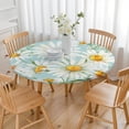 thumbnail image 3 of Lightblue Daisy Flower Watercolor Pattern Round Fitted Tablecloth with Elastic Edge,Dining Table Cover Waterproof,Outdoor Round Tablecloth for Camping,Dining,Indoor and Outdoor, 3 of 7