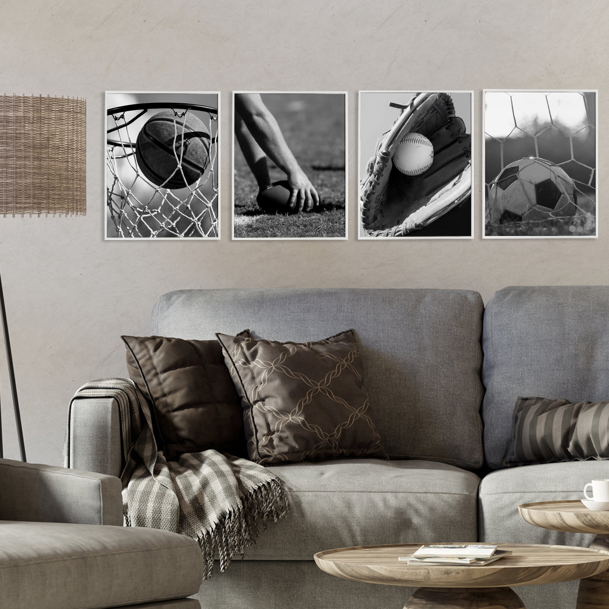 Stupell Industries Athletic Sports In Action 4 Piece White Framed Giclee Art Set, design by Marcus Prime