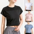 thumbnail image 1 of Women Mesh Splicing Sports T-shirt Cropped Short Sleeve Breathable Running, 1 of 8