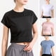 thumbnail image 1 of Camiseta deportiva de empalme de malla para mujer recortada manga corta transpirable para correr, 1 of 8
