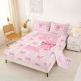 thumbnail image 2 of Erosebridal Pink T Personalized Initial Queen Sheet Sets 4 Pieces For Girls Teens,Kawaii Ribbon Bow Knot Girl Bed Set, 2 of 5