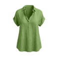 thumbnail image 4 of Cilsoka Linen Tops for Women - Summer Gauze Shirts Button Down Short Sleeve V Neck Blouses Dressy Casual Tunic Clothes, 4 of 5