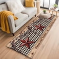 thumbnail image 2 of Country Stars Runner Rugs 2x6 ft Vintage Dark Red Star Black Plaid Brown Wood Grain Washable Hallway Rugs Non-Slip Floor Mats Absorbent Bedside Runners for Bedroom Kitchen Bathroom Laundry Room, 2 of 9