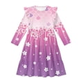 thumbnail image 4 of FKELYI Gradient Pink Cherry Fish Scale Print Girls Ruffle Sleeve Dress A Line Twirly Dress for Kids Midi Soft Fall Dresses Patchwork Playwear Sundress, 13-14 Y, 4 of 6