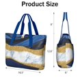 thumbnail image 3 of Tote Bag for Women - Blue Gold Marble Shoulder Bag - Large Utility Work Duffle Bag with Zipper Handbag for Travel, Work, Sprots, 3 of 5
