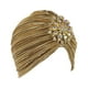 thumbnail image 5 of Turbante elástico para la cabeza, pañuelo para el cabello, tocado plisado para mujeres, madres, Dorado, 5 of 9