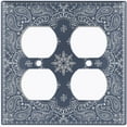 thumbnail image 3 of Metal Light Switch Plate Cover Gray Floral Bandana Paisley Tile Pattern TIL059, 3 of 13