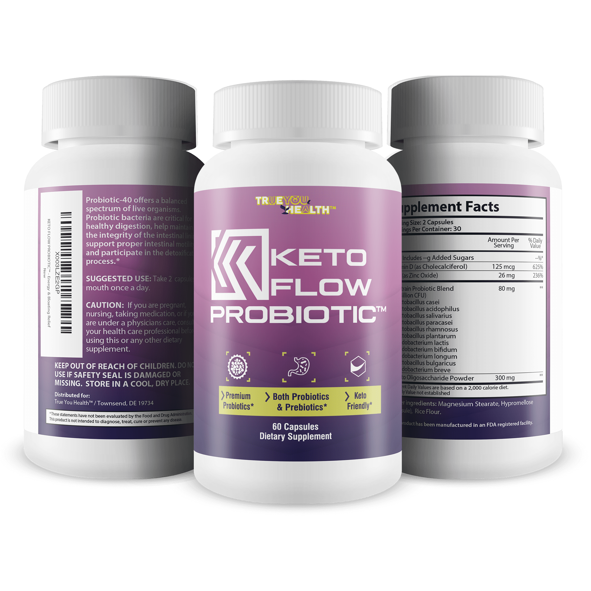KETO FLOW PROBIOTIC - Premium Probiotics & Prebiotics - Keto Friendly Probiotic Formula - 40 Billion CFU - Promote Healthy Gut Biome - Immune Support & Digestive Support - Aid Energy, Bloating Relief