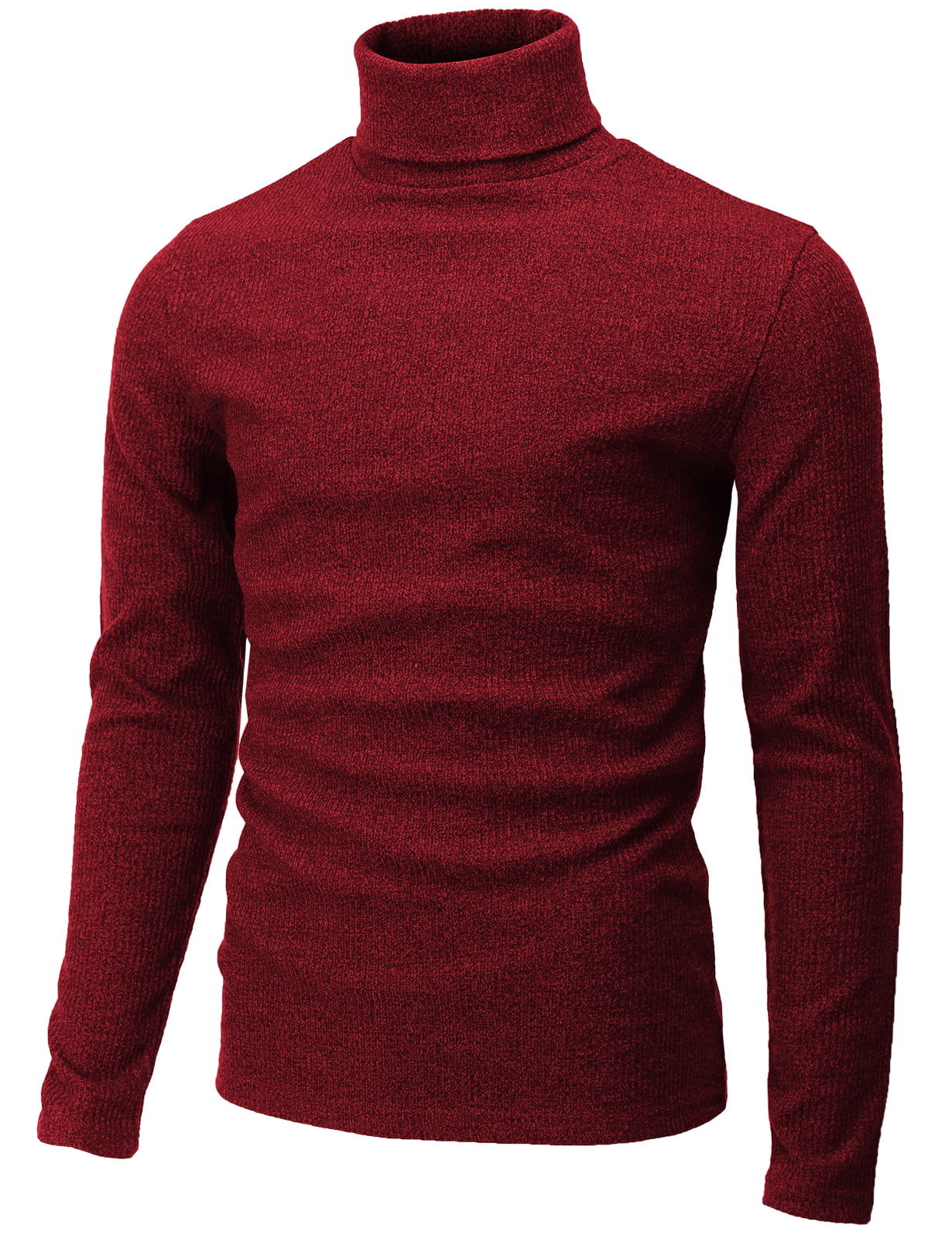 H2h Mens Slim Fit Turtleneck Pullover Rib Fabric Sweaters Basic Tops