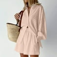 thumbnail image 2 of Womens 2 Piece Spring Summer Puff Sleeve Long Sleeve Top And Shorts Casual Set, 2 of 2