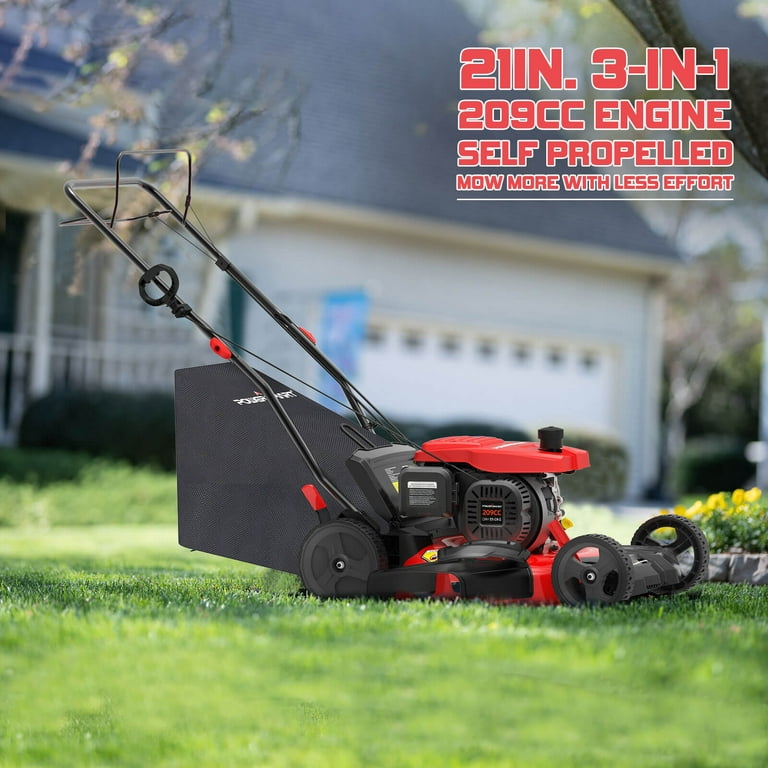 Self Propelled Lawn Mower Gas, Powerful 209CC Cordless Lawn Mower