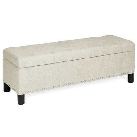 Best Choice Products 48in Tufted Upholstered Padded Storage Ottoman Bench for Entryway, Living Room w/ Studs - (Best Way To Store Yams)