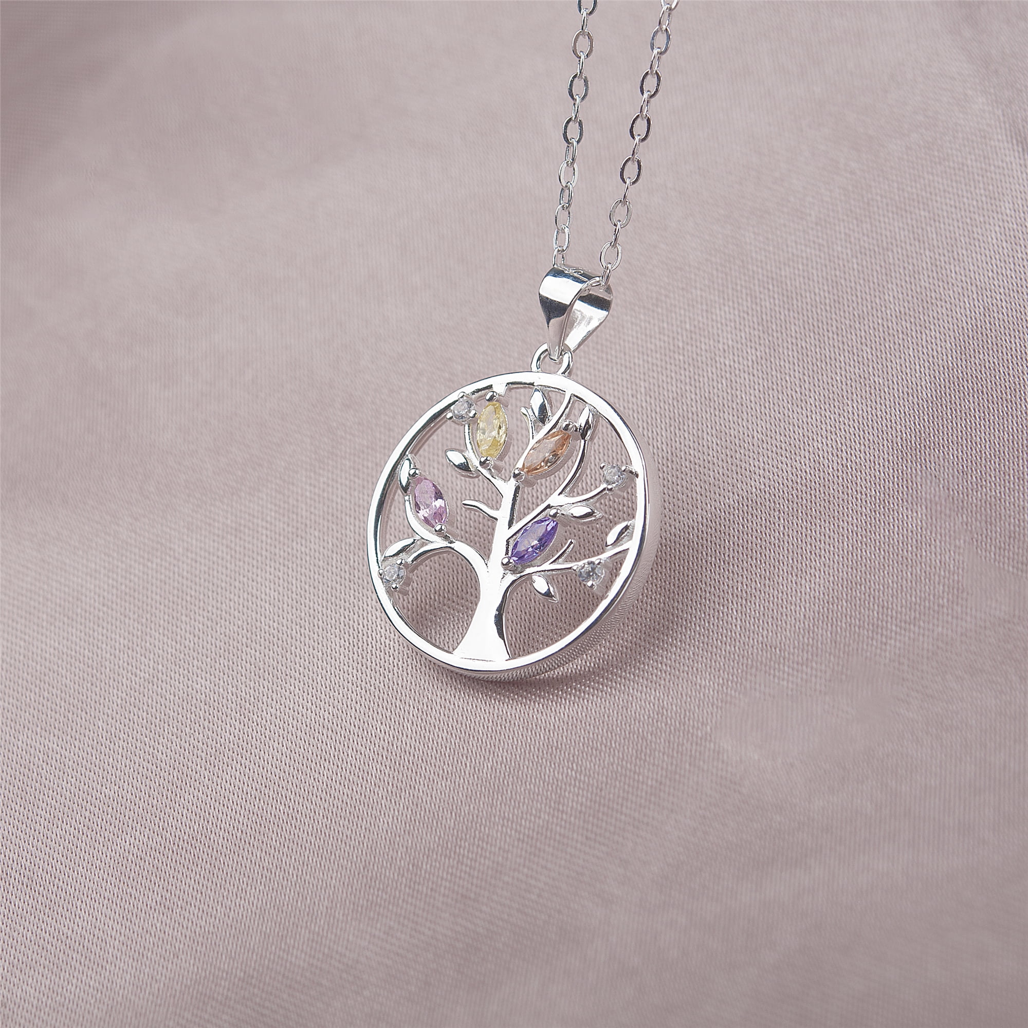 Anavia Gift for Mother with A Wish Card, Sterling Silver Life of Tree Necklace Mother Gift