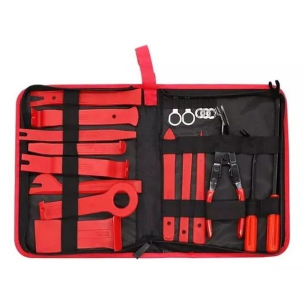 Kit de herramientas Plasticas 19 piezas BLOSOOM Quita Grapas Molduras Negro Con rojo