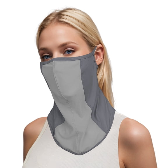 BYHONG Sun Protective Scarf with Ear Loops UPF 50 Full Face Cover Lightweight Breathable for Driving Summer Outdoor Use Grey One Size