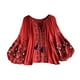 thumbnail image 3 of Blusa bordada para mujer, camisa informal de manga larga a la moda para verano y calle. naranja rojo, 3 of 9