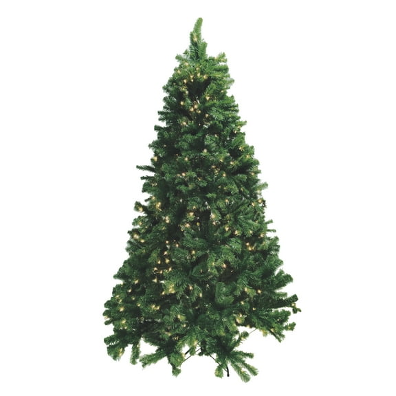 7.5 ft Green Hinged Noble Fir Artificial Christmas Tree with 550 Pre-Strung Clear LED Lights