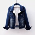 thumbnail image 5 of Rciityk Women's Fleece Lined Denim Jacket Classic Lapel Collar Buttons Closure Jean Coat with Pockets Windproof Warm Winter Jacket for Cold Weather, 5 of 9