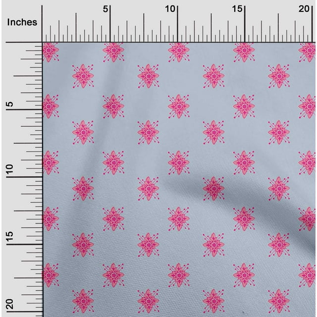 oneOone Cotton Silk Fabric Floral Block Printed Fabric 1 Yard 42 Inch Wide