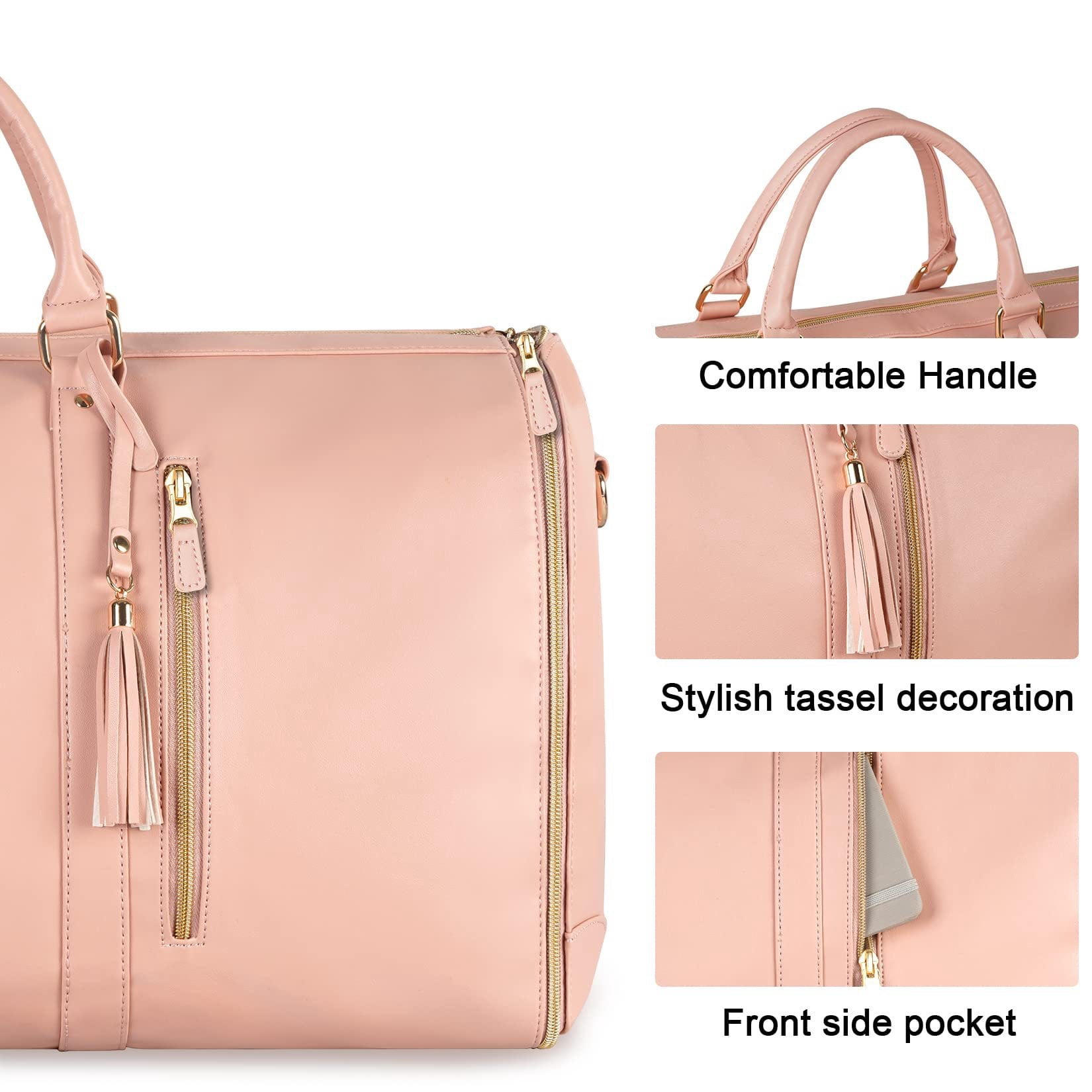 Large Portable Folding Women's Garment Bag for Travel, Carry On Garment Bag,3 in 1 Hanging Suitcase Suit Weekender Travel Bag