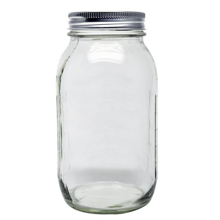 Ball Smooth-Sided Glass Mason Jar w/ Lid & Band, Regular Mouth, 32 Ounces, 12