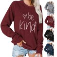 thumbnail image 4 of Sudadera holgada de manga larga en color rojo vino con cuello redondo estampado, talla S Kindness Matters, 4 of 6