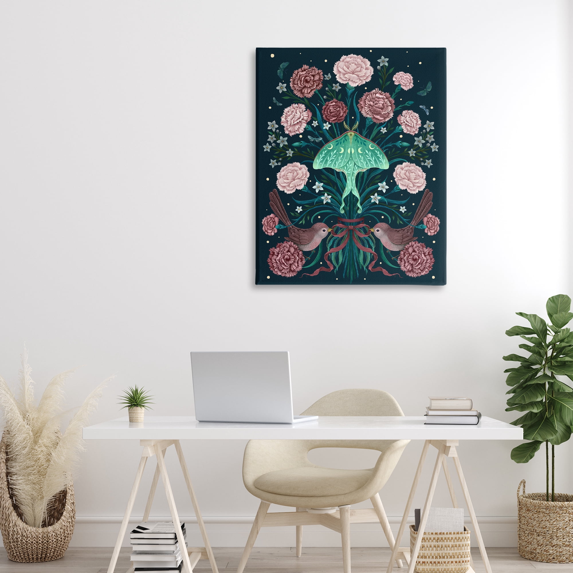 Stupell Industries January Carnations & Moth Canvas Wall Art, design by Episodic Drawings