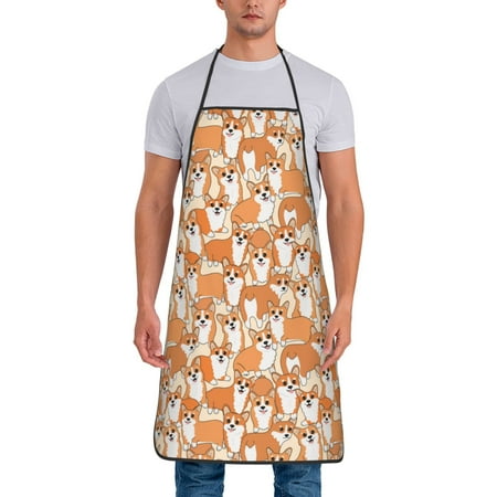 

Matuu Corgi Animal for Cooking Apron for Men and Women Adjustable Strap and Waist Ties for Baking Cooking Gardening