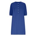 thumbnail image 6 of Dyegold Sundresses for Women Casual Beach - Plus Size Summer Cotton Linen Dresses Womens Button Down V Neck Short Sleeve Short Mini Sun Dress ​Loose ​Beach ​Dress, 6 of 7