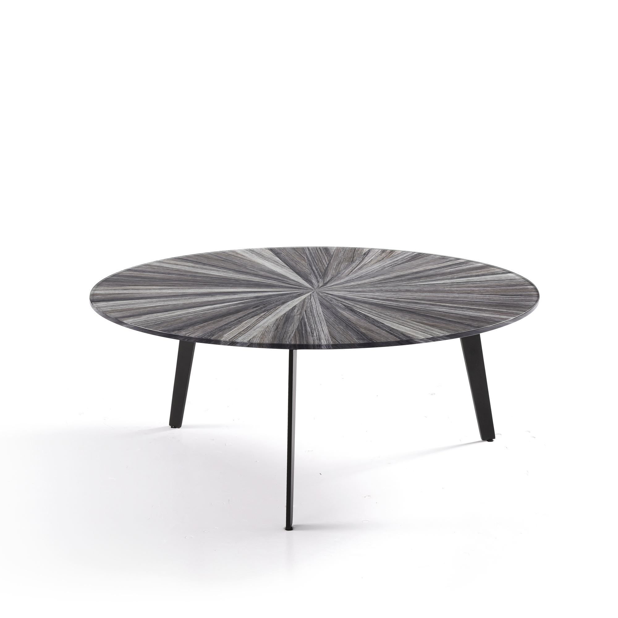 Nina Mid-Century Round Gray Coffee Table Set with Tempered Glass Top - Set of 2