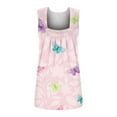 thumbnail image 4 of Wycnly Tank Tops for Women Trendy Pleated Swing Breathable Comfy Tunic Tank Tops Summer Flowers Print Square Neck Sleeveless Shirts Fashion Blouses Pink m, 4 of 5