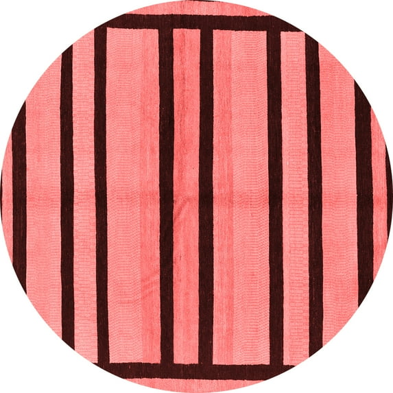 Ahgly Company Machine Washable Indoor Round Abstract Red Modern Area Rugs, 8' Round