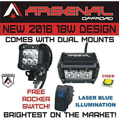 2x 4 Arsenal 18W 6 CREE LED Brightest on the Market! SUV Off-road Boat Headlight Spot Driving Fog Light + Mounting (Best Led Headlights On The Market)